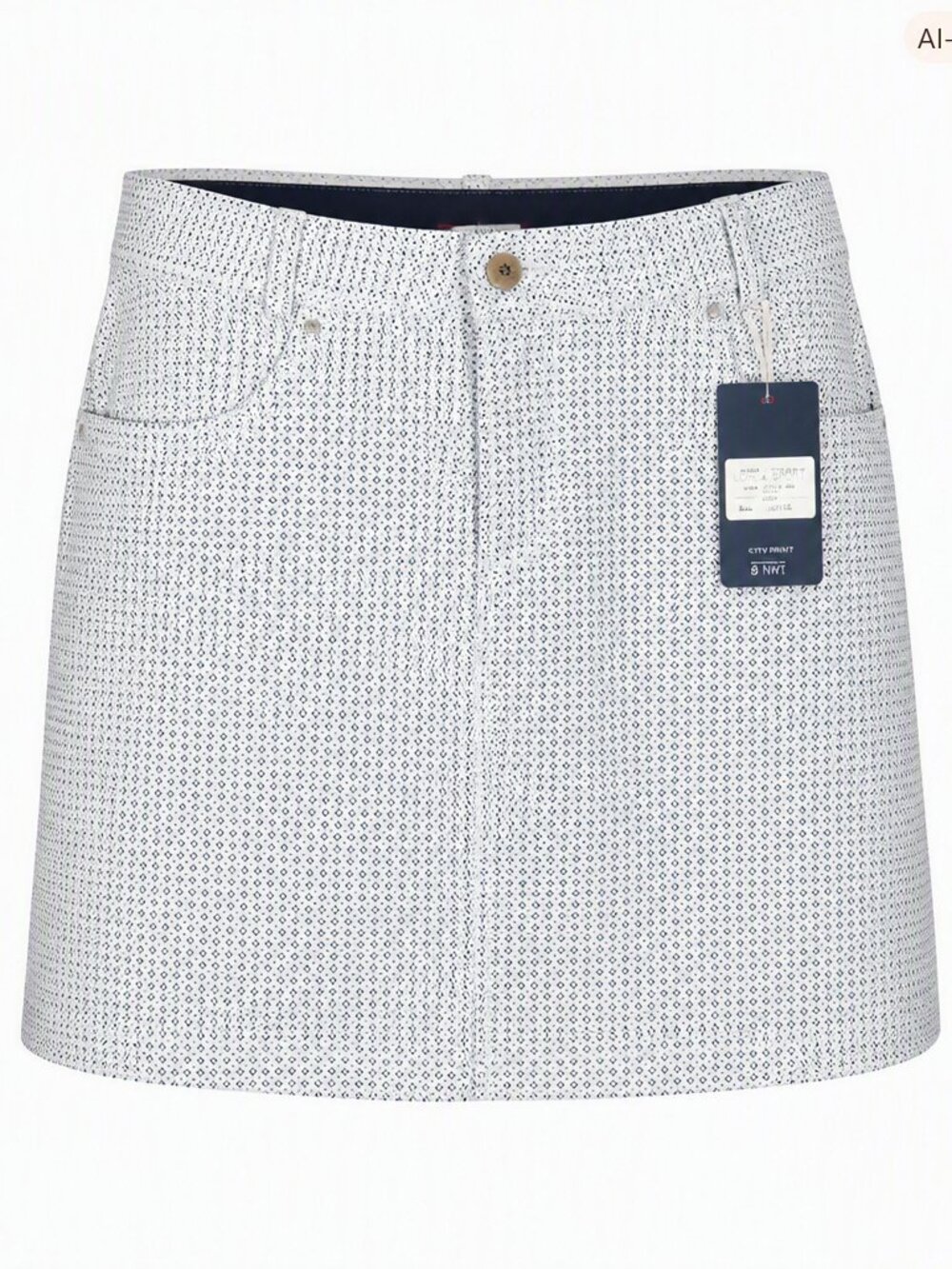 LOHLA Sport White Navy Golf Skort Park City Print Geometric Active Skirt 8 NWT